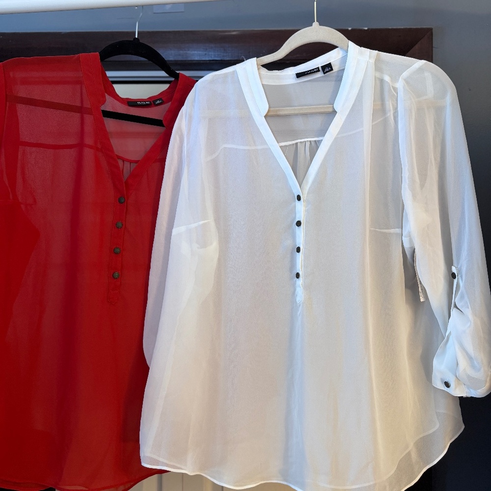 APT 9 2 blouses White and Red both XL